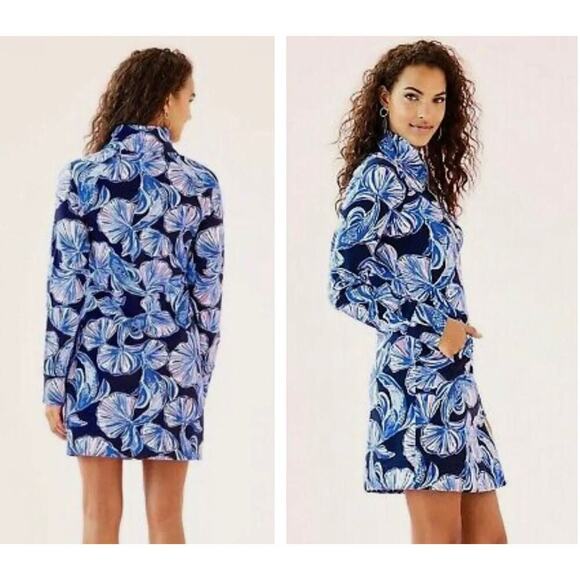 Lilly Pulitzer Twilight Blue Black Resort Scale Up Brynle Mini Dress Size XS - Picture 1 of 12